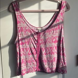 Kirra Pink&Gray Hook&Eye Front Closure Top